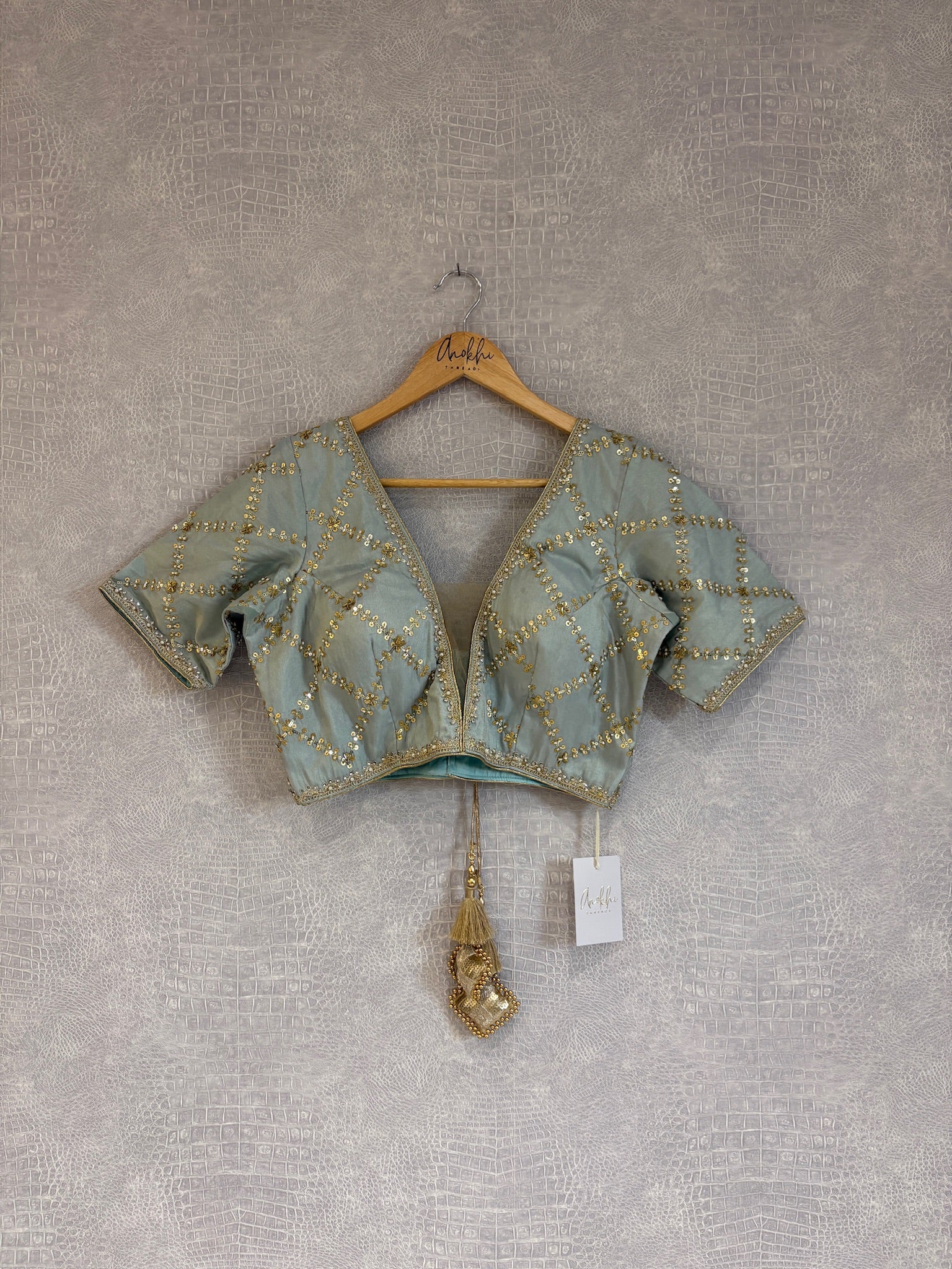 Grid Embroidered Blouse.