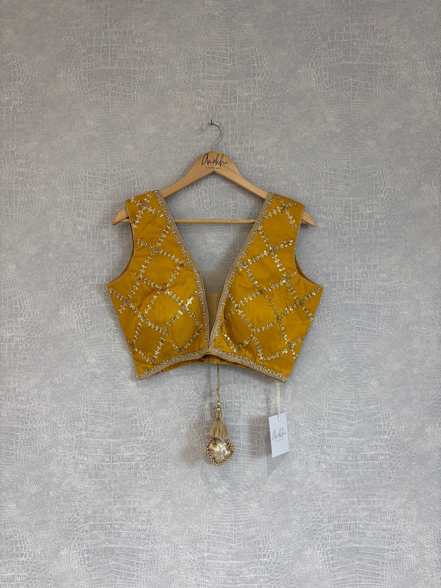 Grid Embroidered Blouse.