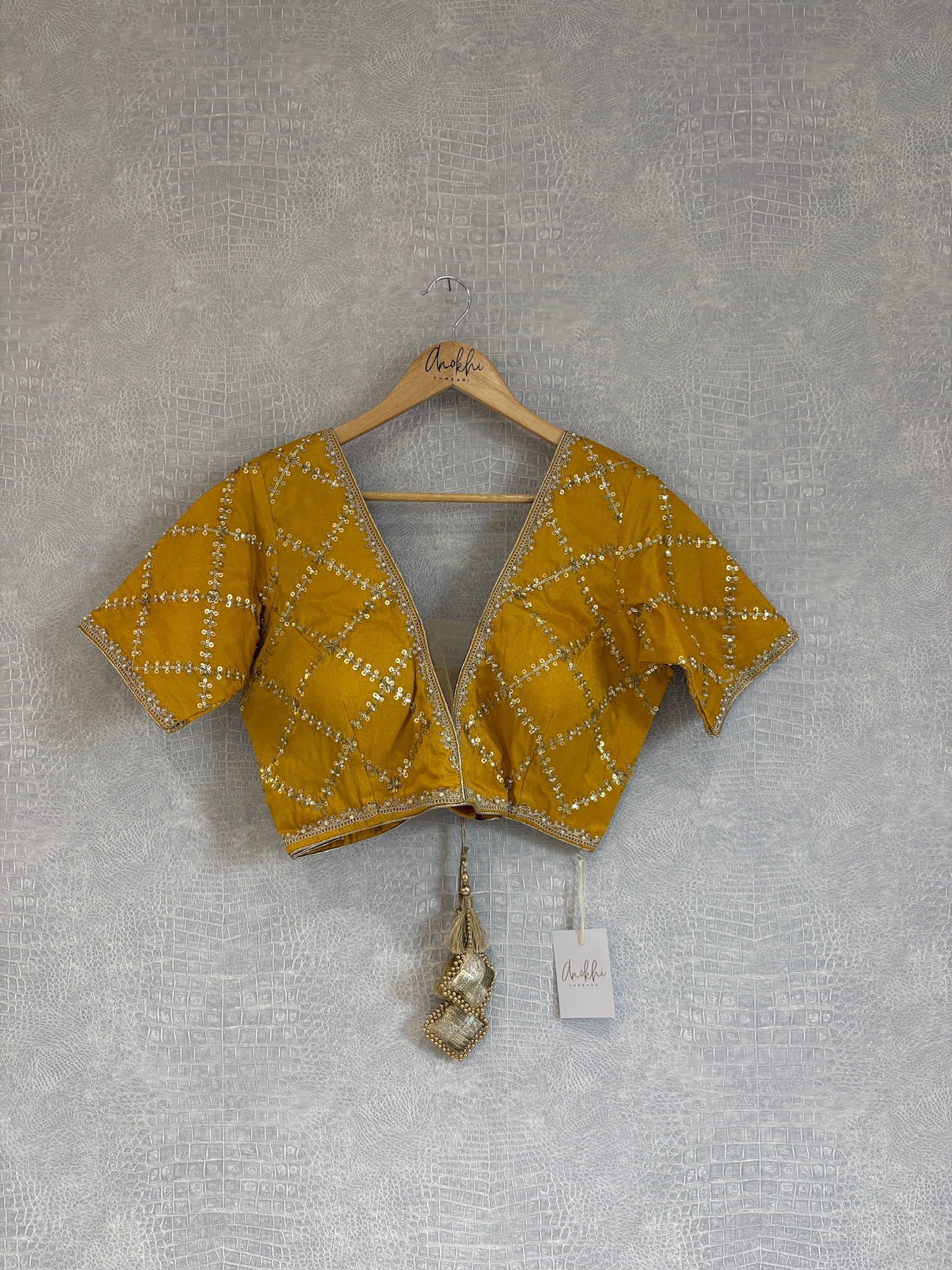 Grid Embroidered Blouse.