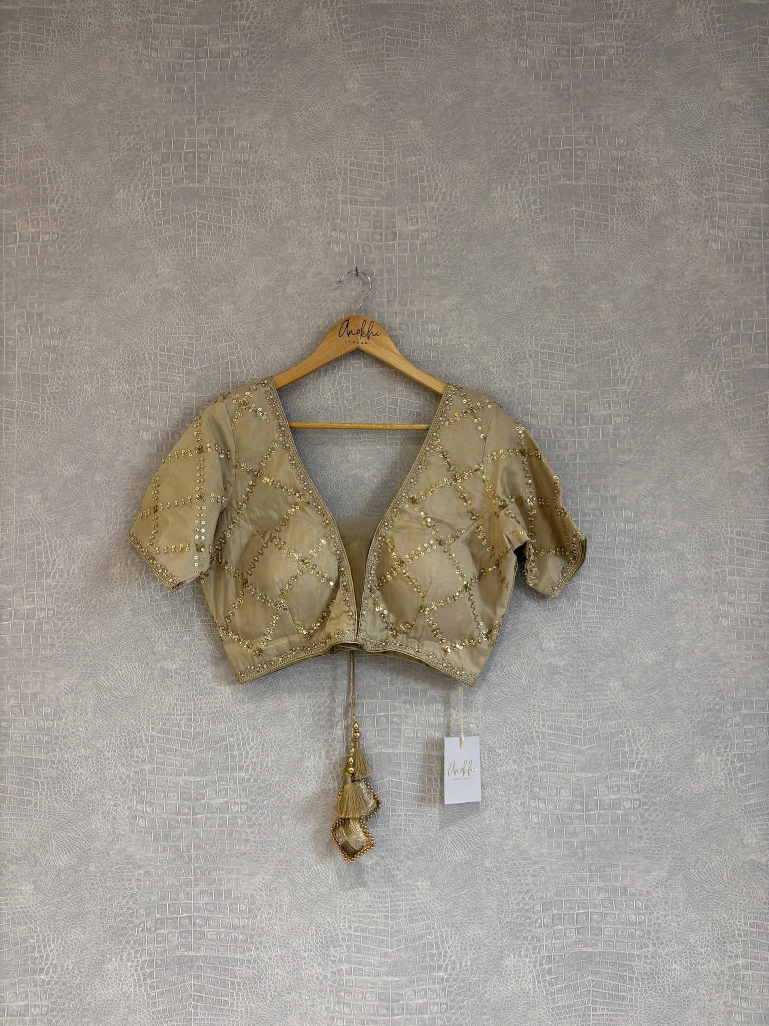 Grid Embroidered Blouse.