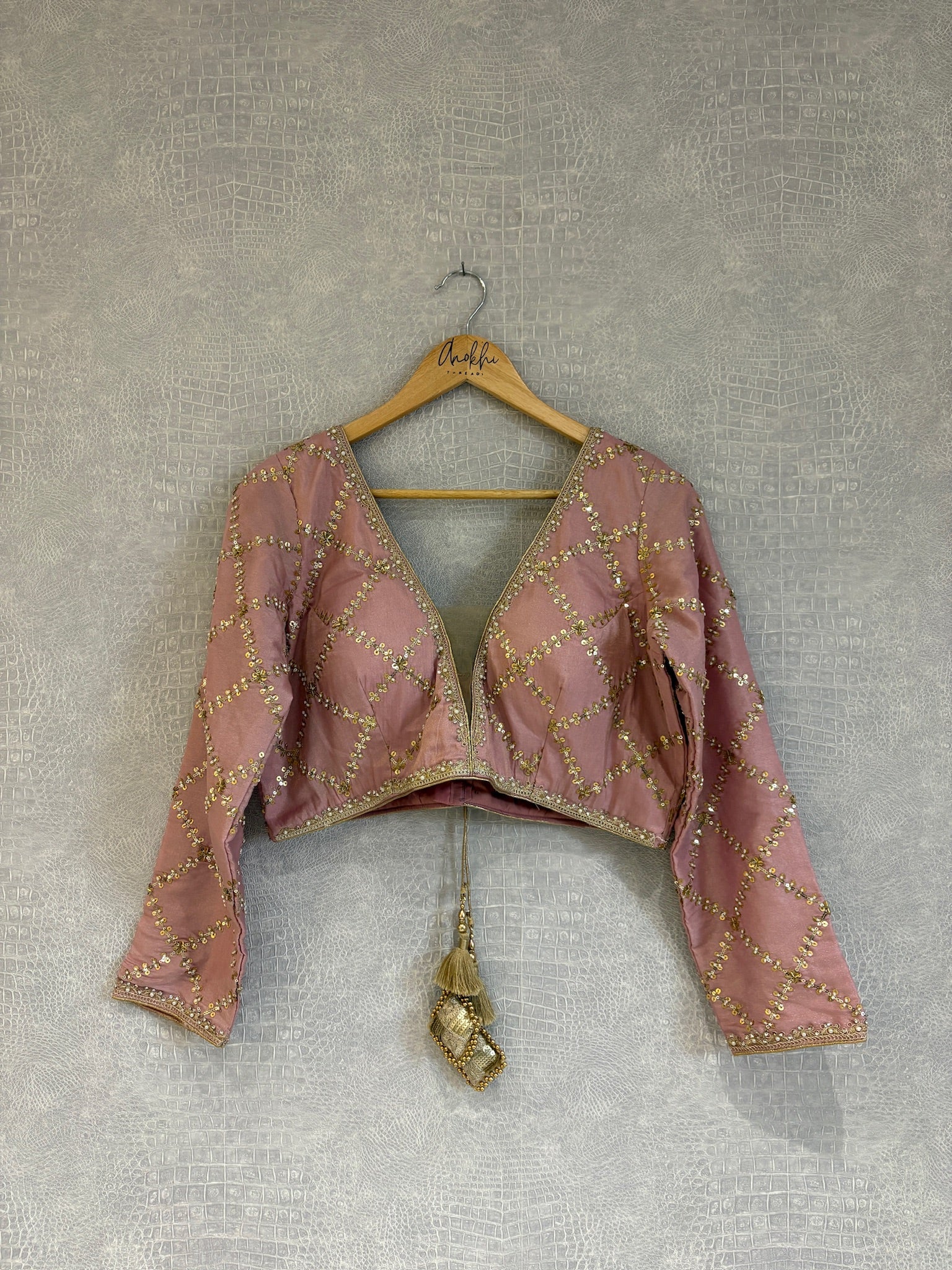 Grid Embroidered Blouse.