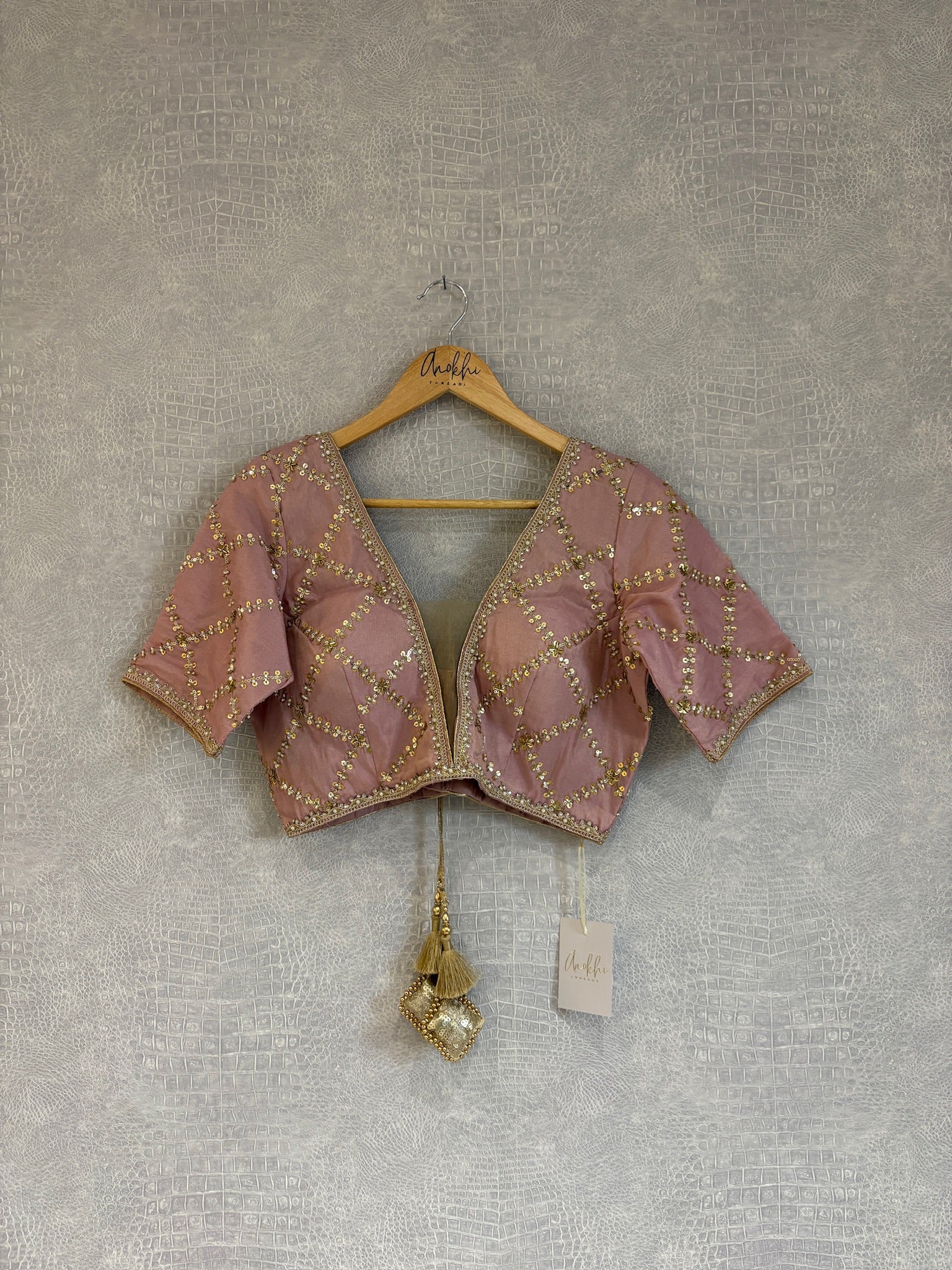 Grid Embroidered Blouse.