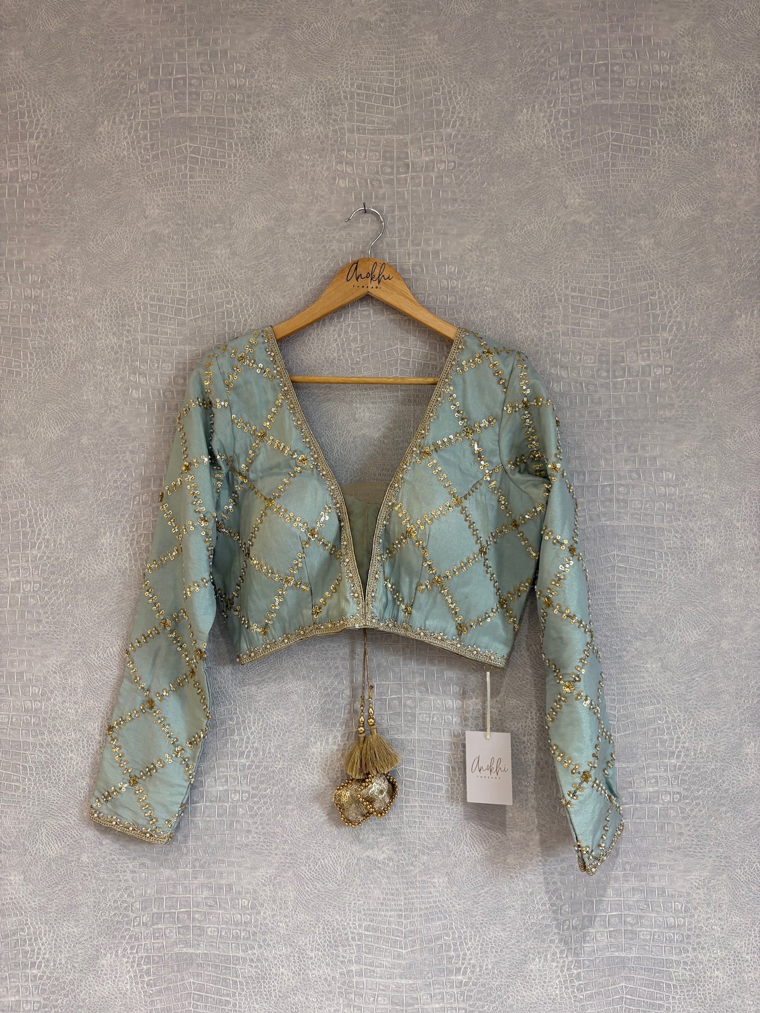 Grid Embroidered Blouse.