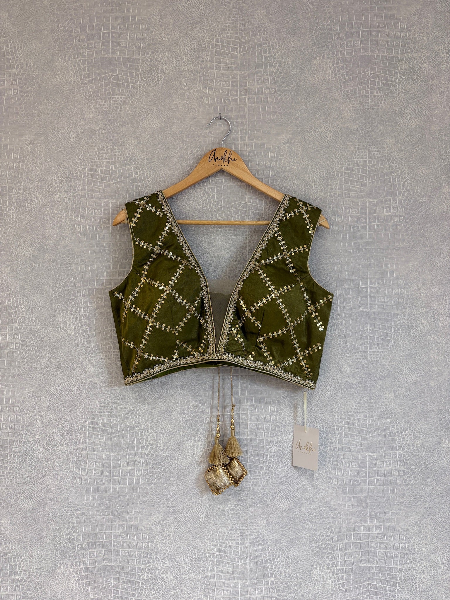 Grid Embroidered Blouse.