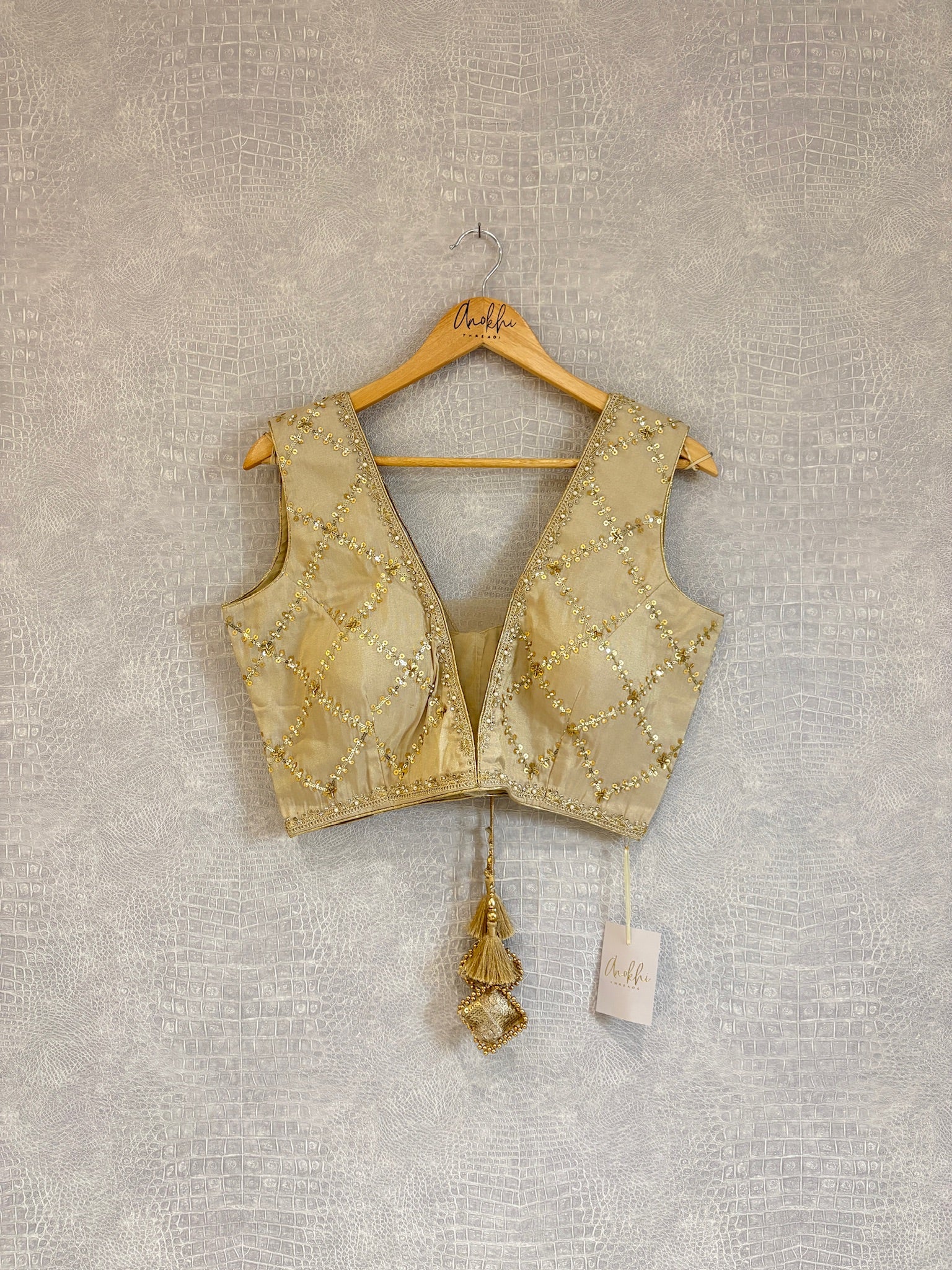 Grid Embroidered Blouse.