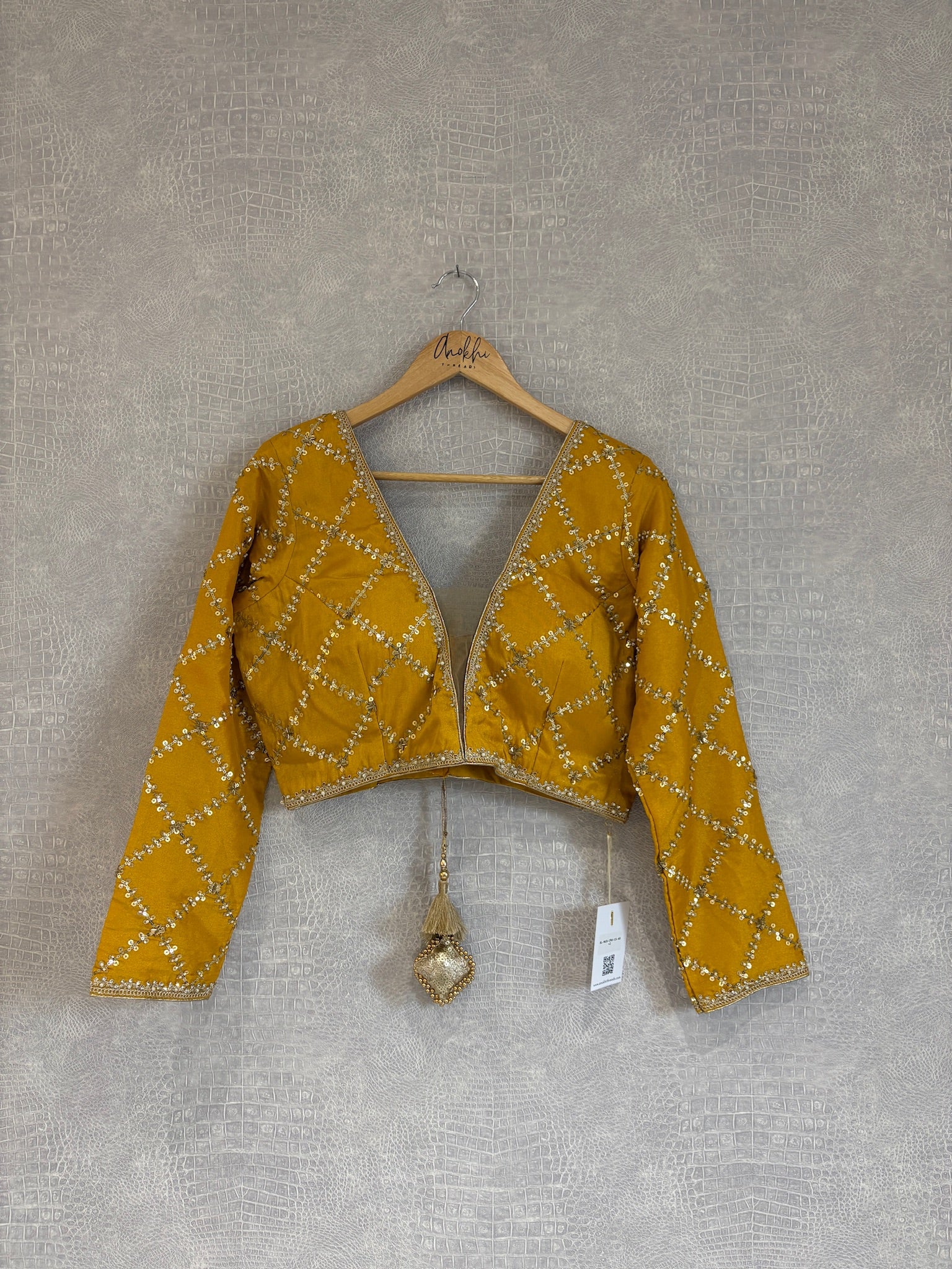 Grid Embroidered Blouse.