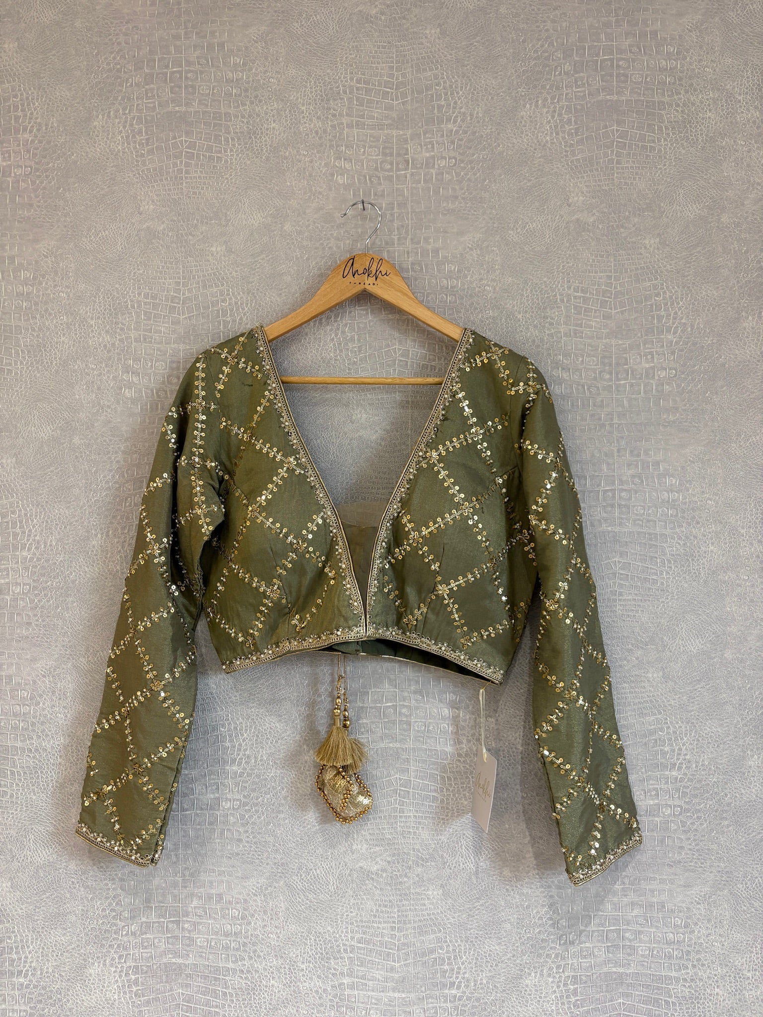 Grid Embroidered Blouse.