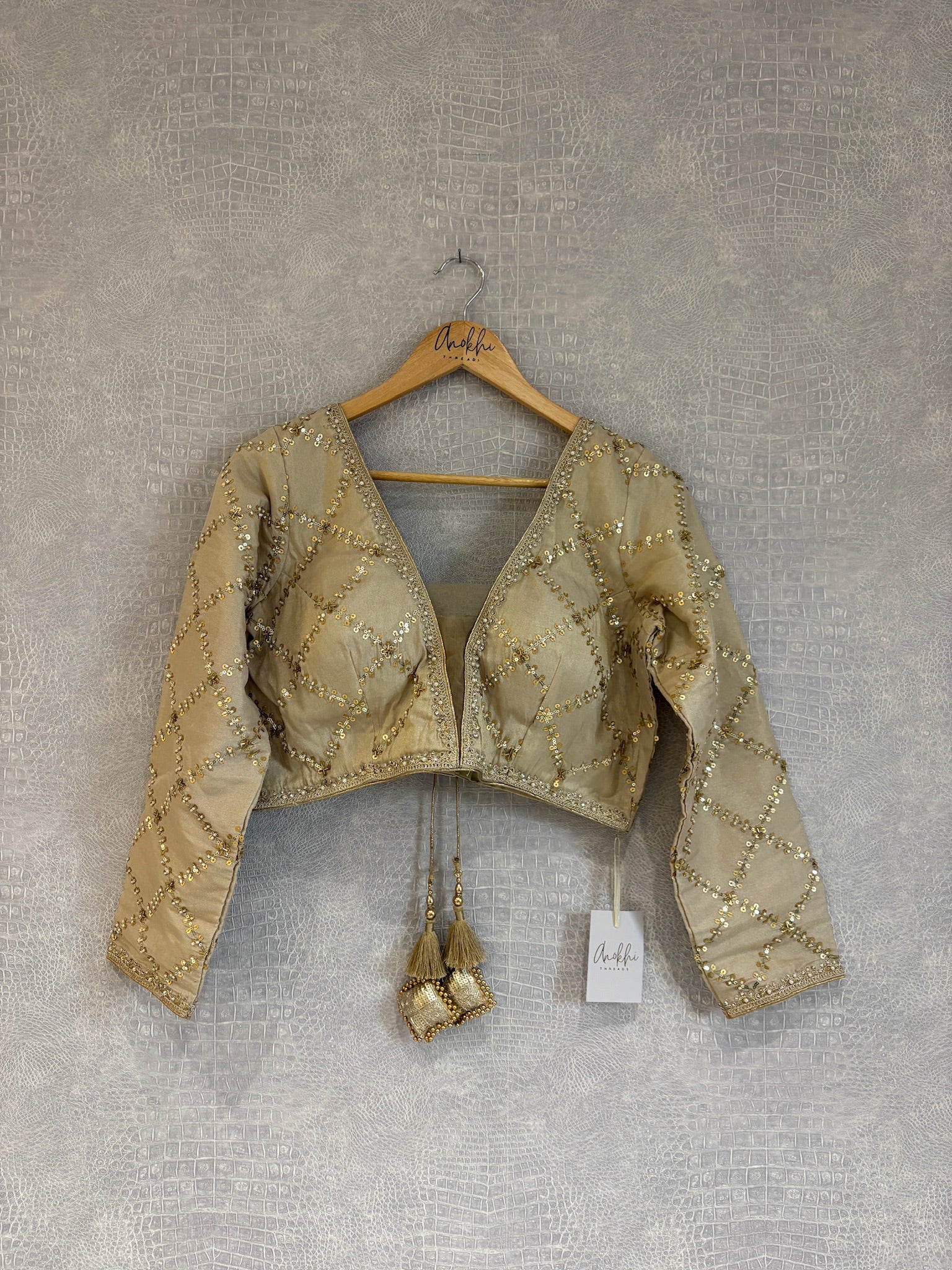 Grid Embroidered Blouse.